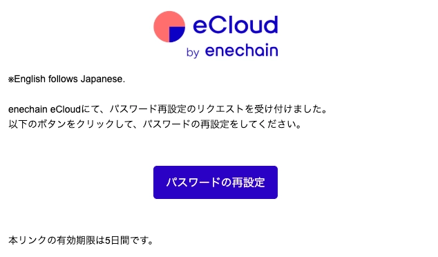 パスワード再設定メールの本文